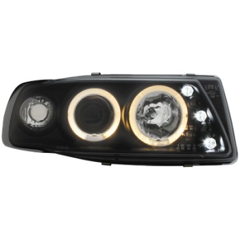 Φανάρια εμπρός Seat ibiza 6K (1993-2000) angel eyes - μαύρα , με λάμπες (Η1) - σετ 2τμχ. Φανάρια εμπρός Seat ibiza 6K (1993-2000) angel eyes - μαύρα , με λάμπες (Η1) - σετ 2τμχ.