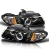 Φανάρια εμπρός Chrysler Voyager (1996-2002) angel eyes με led - μαύρα , με λάμπες (Η1) - σετ 2τμχ.