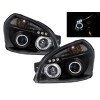 Φανάρια εμπρός Hyundai Tucson (2004-2010) angel eyes - μαύρα , με λάμπες (Η1) - σετ 2τμχ.