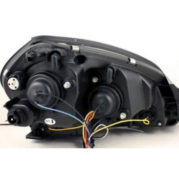 Φανάρια εμπρός Hyundai Tucson (2004-2010) angel eyes - μαύρα , με λάμπες (Η1) - σετ 2τμχ.