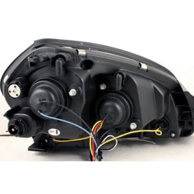 Φανάρια εμπρός Hyundai Tucson (2004-2010) angel eyes - μαύρα , με λάμπες (Η1) - σετ 2τμχ.