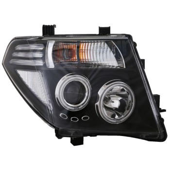 Φανάρια εμπρός Nissan Navara D40 / Pathfinder (2005-2009) led angel eyes - χρωμίου , με λάμπες (Η1) - σετ 2τμχ.