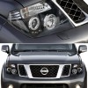 Φανάρια εμπρός Nissan Navara D40 / Pathfinder (2005-2009) led angel eyes - χρωμίου , με λάμπες (Η1) - σετ 2τμχ.