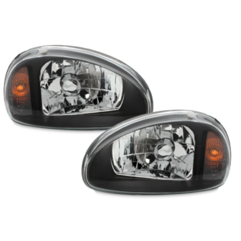 Φανάρια εμπρός Opel Corsa B (1993-2001) - μαύρα , χωρίς λάμπες (Η4) - σετ 2τμχ.