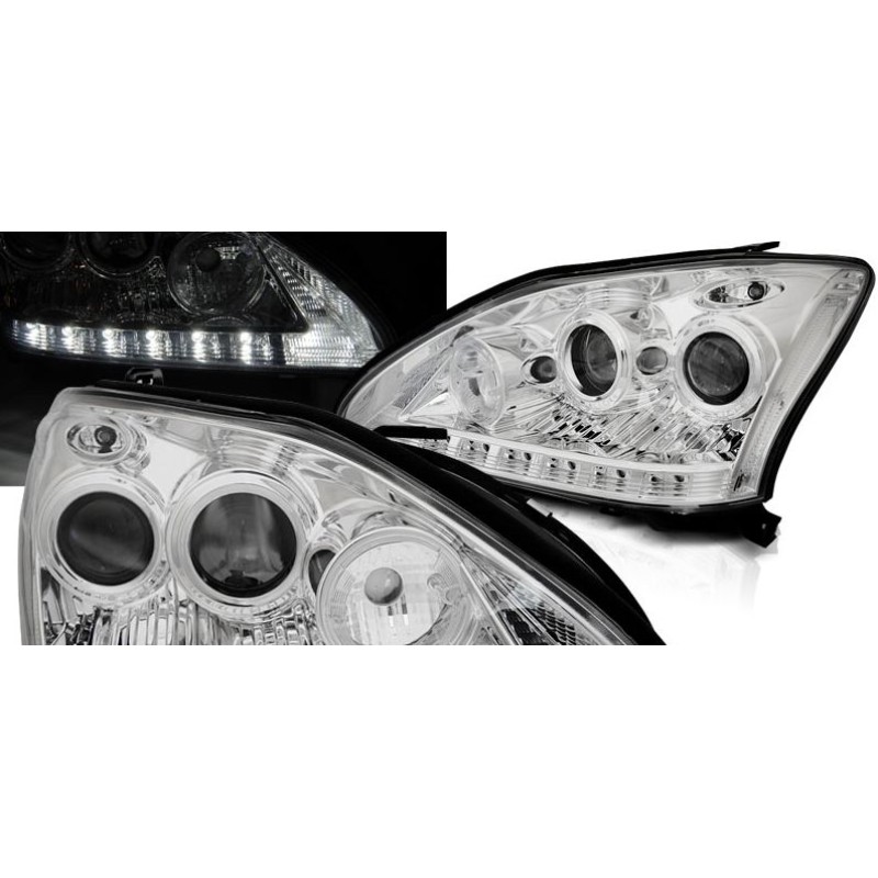 Φανάρια εμπρός Lexus RX330/350 (2003-2008) led - chrome , με λάμπες (Η1) - σετ 2τμχ.