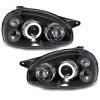 Φανάρια εμπρός Opel Corsa B (1993-2001) angel eyes - black , με λάμπες (Η1) - σετ 2τμχ.