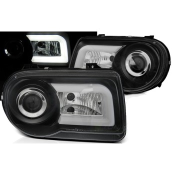 Φανάρια εμπρός Chrysler 300C (2004-2008) με led - μαύρα , με λάμπες (Η1) - σετ 2τμχ. Φανάρια εμπρός Chrysler 300C (2004-2008) με led - μαύρα , με λάμπες (Η1) - σετ 2τμχ.