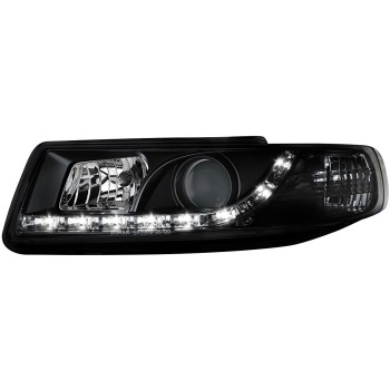 Φανάρια εμπρός Seat Leon /Toledo (1999-2004) με φώτα ημέρας - μαύρα , με λάμπες (Η1) - σετ 2τμχ. Φανάρια εμπρός Seat Leon /Toledo (1999-2004) με φώτα ημέρας - μαύρα , με λάμπες (Η1) - σετ 2τμχ.