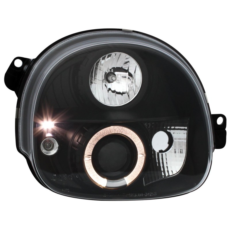 Φανάρια εμπρός Renault Twingo (1992-2006) angel eyes - μαύρα , με λάμπες (Η1) - σετ 2τμχ.