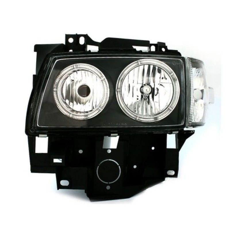 Φανάρια εμπρός Vw Transporter T4 (1997-2003) angel eyes, μαύρα , χωρίς λάμπες (Η7) - σετ 2τμχ.