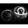 Φανάρια εμπρός Vw Polo 9N (2001-2005) angel eyes - μαύρα , χωρίς λάμπες (Η7) - σετ 2τμχ.