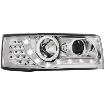 Φανάρια εμπρός Vw Transporter T4 (1990-2003) led , chrome , με λάμπες (Η1) - σετ 2τμχ.