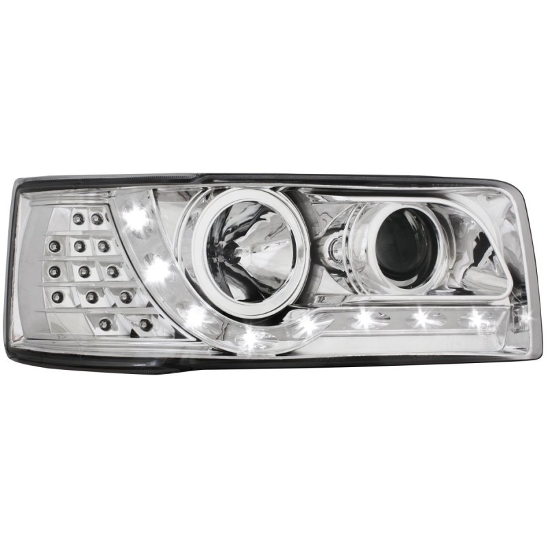 Φανάρια εμπρός Vw Transporter T4 (1990-2003) led , chrome , με λάμπες (Η1) - σετ 2τμχ.