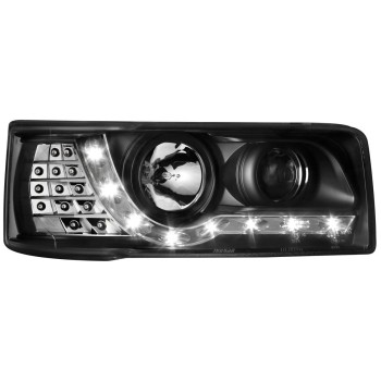 Φανάρια εμπρός Vw Transporter T4 (1990-2003) led , μαύρα , με λάμπες (Η1) - σετ 2τμχ.
