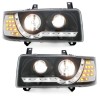 Φανάρια εμπρός Vw Transporter T4 (1990-2003) led , μαύρα , με λάμπες (Η1) - σετ 2τμχ.