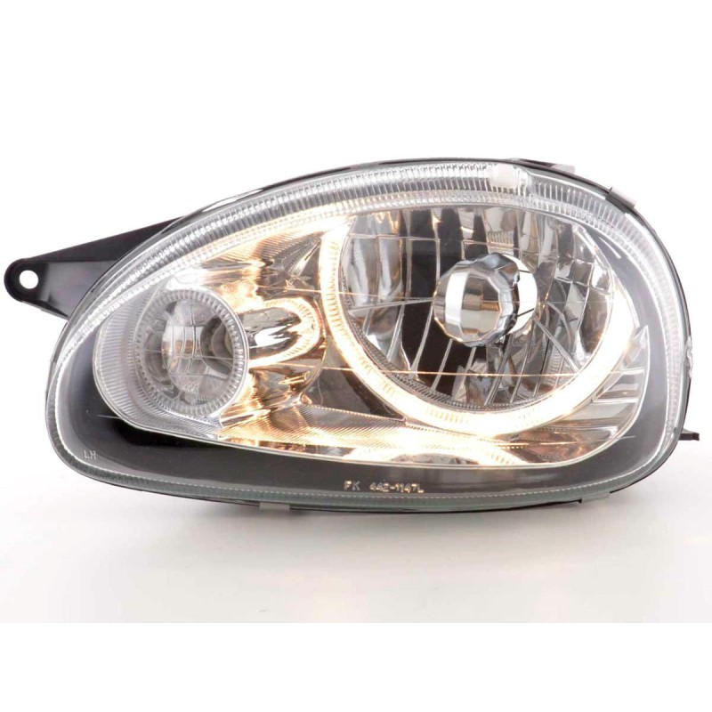 Φανάρια εμπρός Opel Corsa B (1993-2001) angel eyes - chrome , χωρίς λάμπες (Η7) - σετ 2τμχ.