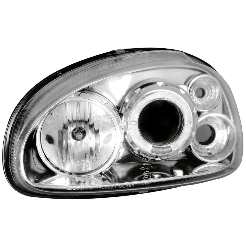 Φανάρια εμπρός Opel Corsa B (1993-2001) angel eyes - χρωμίου , με λάμπες (Η1) - σετ 2τμχ.
