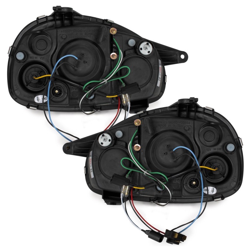 Φανάρια εμπρός Opel Corsa B (1993-2001) led - μαύρα , με λάμπες (Η1) - σετ 2τμχ.