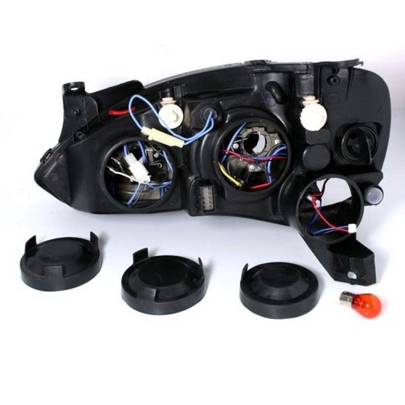 Φανάρια εμπρός Opel Corsa C(2001-2006) angel eyes - μαύρα , χωρίς λάμπες (Η7) - σετ 2τμχ.