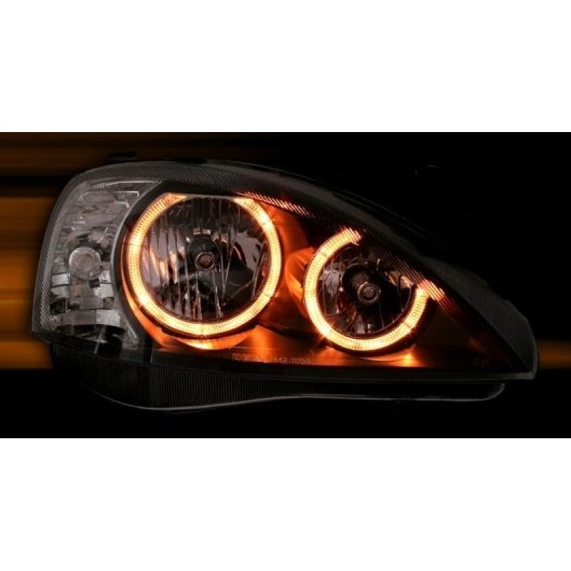 Φανάρια εμπρός Opel Corsa C(2001-2006) angel eyes - μαύρα , χωρίς λάμπες (Η7) - σετ 2τμχ.