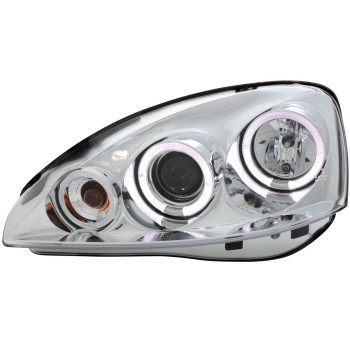Φανάρια εμπρός Opel Corsa C (2001-2006) angel eyes - χρωμίου , με λάμπες (Η1) - σετ 2τμχ.