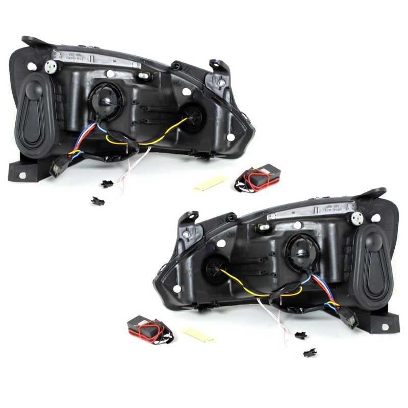 Φανάρια εμπρός Opel Corsa C (2001-2006) angel eyes - χρωμίου , με λάμπες (Η1) - σετ 2τμχ.