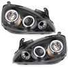 Φανάρια εμπρός Opel Corsa C (2001-2006) angel eyes - μαύρα , χωρίς λάμπες (Η1) - σετ 2τμχ.