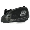 Φανάρια εμπρός Opel Corsa C (2001-2006) led - μαύρα , με λάμπες (Η1) - σετ 2τμχ.