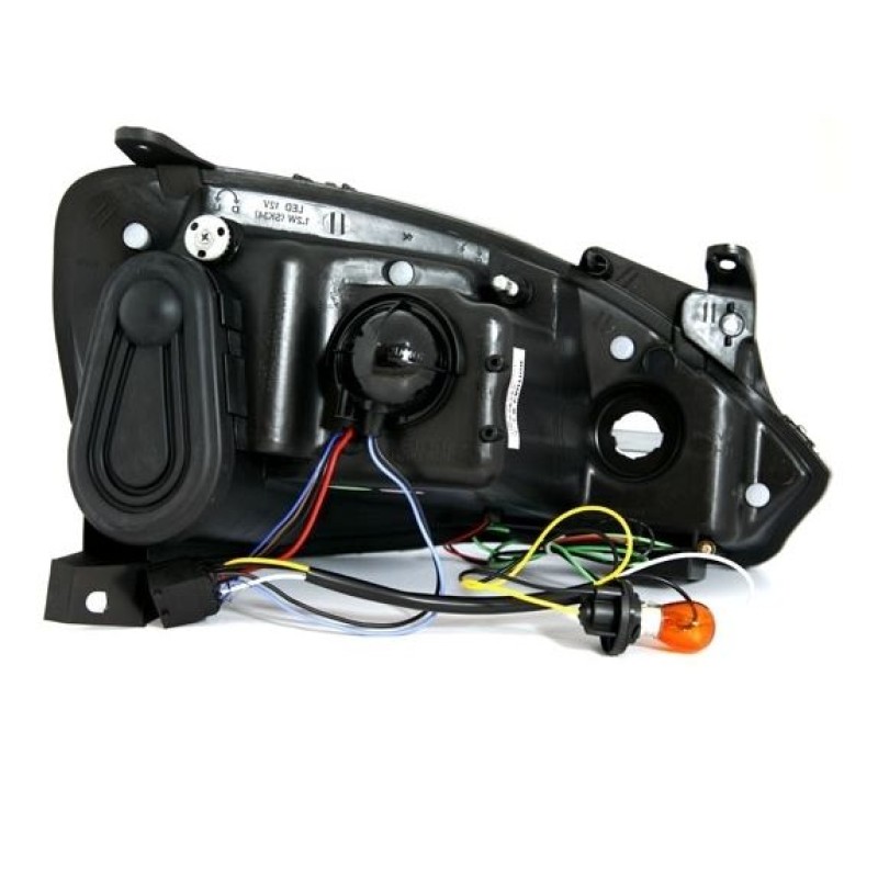 Φανάρια εμπρός Opel Corsa C (2001-2006) led - μαύρα , με λάμπες (Η1) - σετ 2τμχ.
