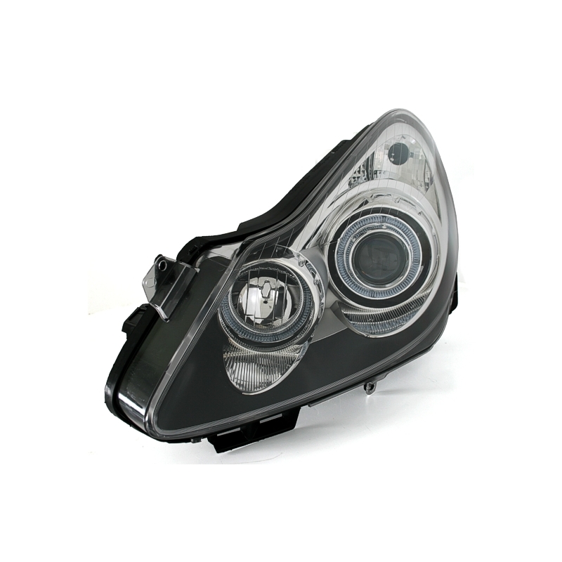 Φανάρια εμπρός Opel Corsa D (2006-2010) angel eyes - μαύρα , χωρίς λάμπες (Η7) - σετ 2τμχ.