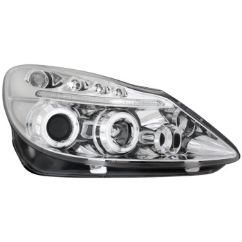 Φανάρια εμπρός Opel Corsa D (2006-2010) led angel eyes - chrome , με λάμπες (Η1) - σετ 2τμχ.