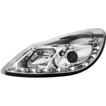 Φανάρια εμπρός Opel Corsa D (2006-2010) led - χρωμίου , με λάμπες (Η1) - σετ 2τμχ.