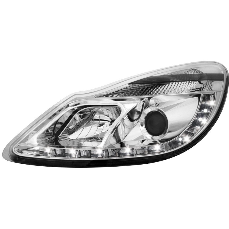 Φανάρια εμπρός Opel Corsa D (2006-2010) led - χρωμίου , με λάμπες (Η1) - σετ 2τμχ.