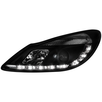 Φανάρια εμπρός Opel Corsa D (2006-2010) led - black , με λάμπες (Η1) - σετ 2τμχ.