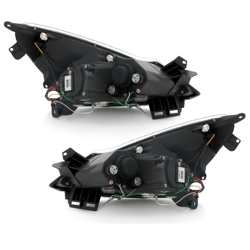 Φανάρια εμπρός Opel Corsa D (2006-2010) led - black , με λάμπες (Η1) - σετ 2τμχ.