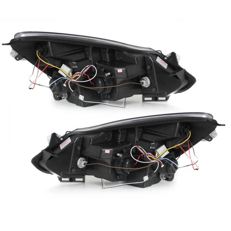 Φανάρια εμπρός Opel Corsa D (2006-2010) led - μαύρα , με λάμπες (Η1) - σετ 2τμχ.