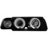 Φανάρια εμπρός BMW E38 (1994-1998) angel eyes - μαύρα , με λάμπες (Η1) - σετ 2τμχ.