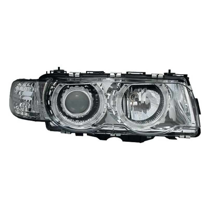 Φανάρια εμπρός BMW E38 (1998-2001) angel eyes - chrome , χωρίς λάμπες (Η7) - σετ 2τμχ.