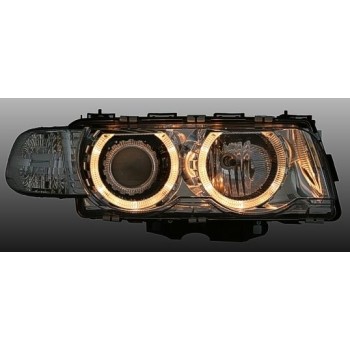 Φανάρια εμπρός BMW E38 (1998-2001) angel eyes - chrome , χωρίς λάμπες (Η7) - σετ 2τμχ.