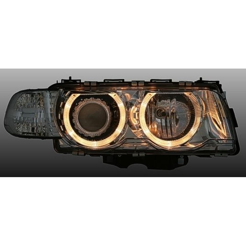 Φανάρια εμπρός BMW E38 (1998-2001) angel eyes - chrome , χωρίς λάμπες (Η7) - σετ 2τμχ.