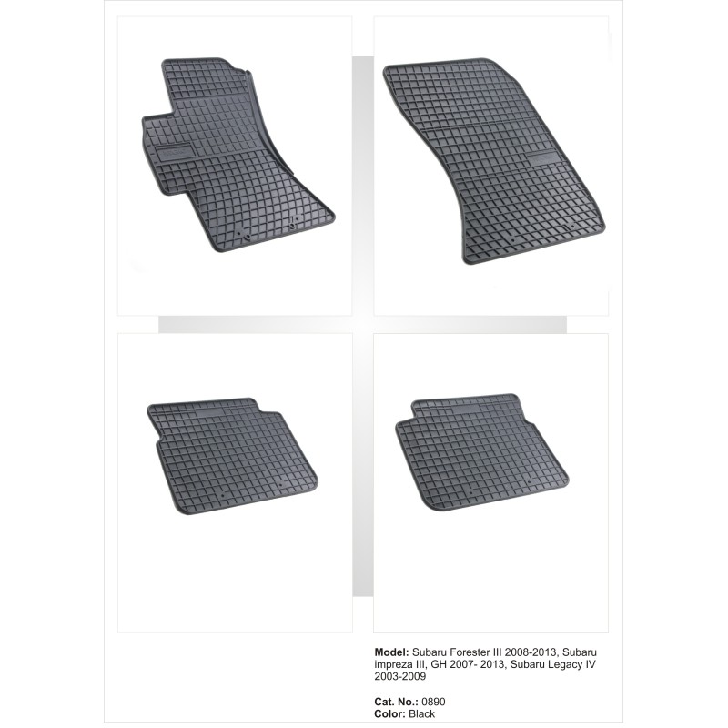 Λαστιχένια πατάκια SUBARU Forester (2008-2013) / Impreza (2007-2011) / Legacy, Outback (2003-2009) - 4τμχ.