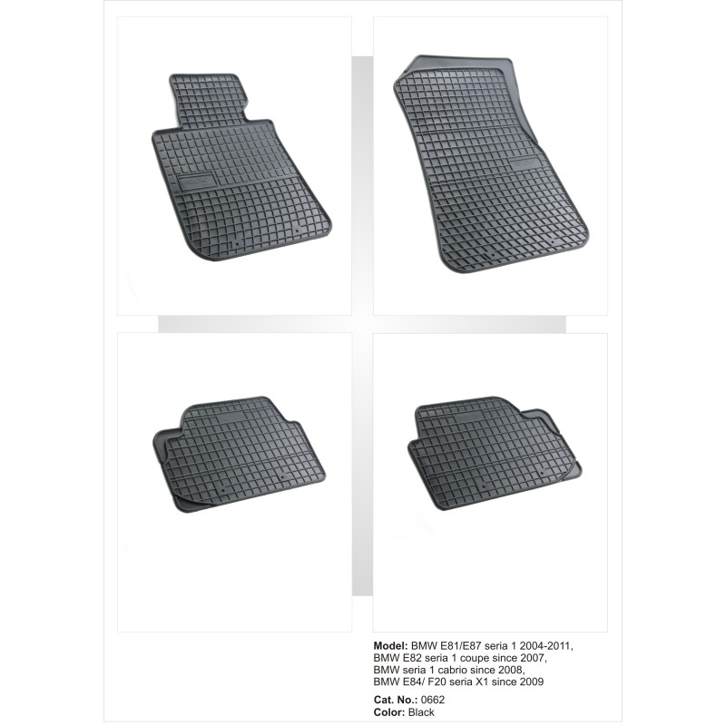 Λαστιχένια πατάκια BMW σειρά 1 E81 / E87 / F20 / BMW X1 E84 (2004-2015) - 4τμχ.