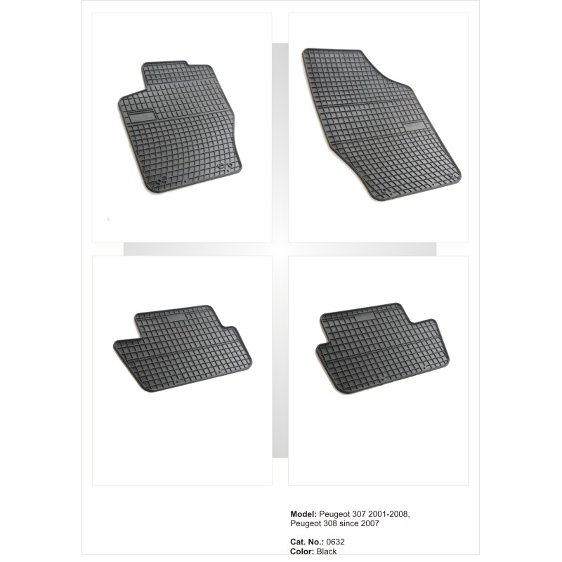 Λαστιχένια πατάκια PEUGEOT 307 (2001-2008) / PEUGEOT 308 (2007-2013) / CITROEN C4 (2004-2015) - 4τμχ.
