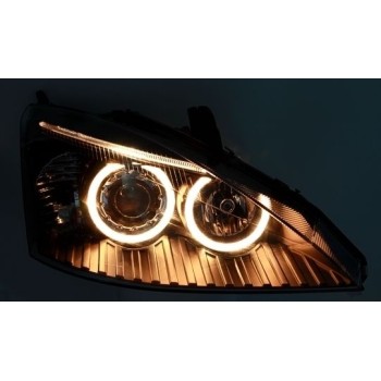 Φανάρια εμπρός Ford Focus (2001-2004) angel eyes - μαύρα , χωρίς λάμπες (Η7) - σετ 2τμχ. Φανάρια εμπρός Ford Focus (2001-2004) angel eyes - μαύρα , χωρίς λάμπες (Η7) - σετ 2τμχ.