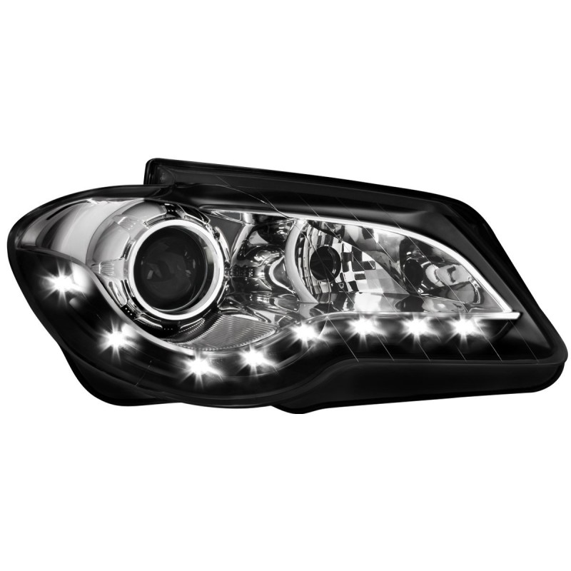 Φανάρια εμπρός Vw Touran (2006-2010) led , μαύρα , χωρίς λάμπες (Η7) - σετ 2τμχ.