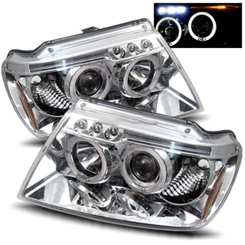 Φανάρια εμπρός Jeep Grand Cherokee (1999-2005) led angel eyes, με λάμπες (Η1) - σετ 2τμχ.