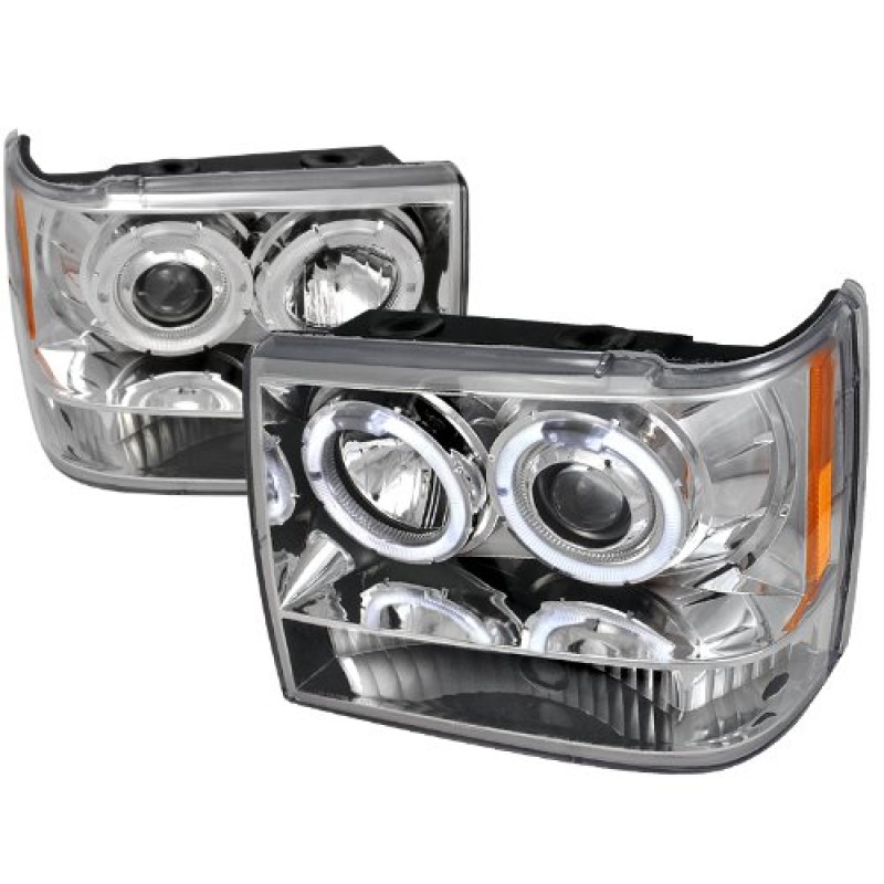 Φανάρια εμπρός Jeep Grand Cherokee (1993-1998) angel eyes, με λάμπες (Η1) - σετ 2τμχ.