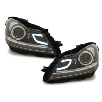 Φανάρια εμπρός Mercedes C-CLASS W204 (2011-2014) led lightbar , με λάμπες (Η1) - σετ 2τμχ.
