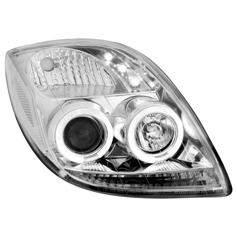 Φανάρια εμπρός Toyota Yaris (2006-2009) angel eyes - chrome , με λάμπες (Η1) - σετ 2τμχ.