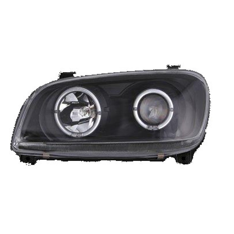 Φανάρια εμπρός Toyota Rav 4 (1994-2000) angel eyes - μαύρα , με λάμπες (Η1) - σετ 2τμχ.